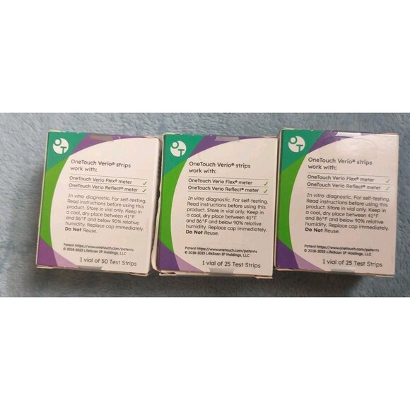 Lot Of 3 - 25 ct OneTouch Verio Blood Glucose Test Strips Exp 10/2026 - Picture 3 of 4